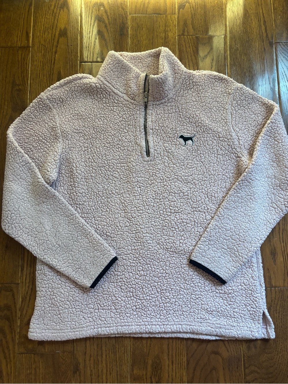 PINK Victoria's Secret Light Pink Sherpa Quarter-Zip Pullover